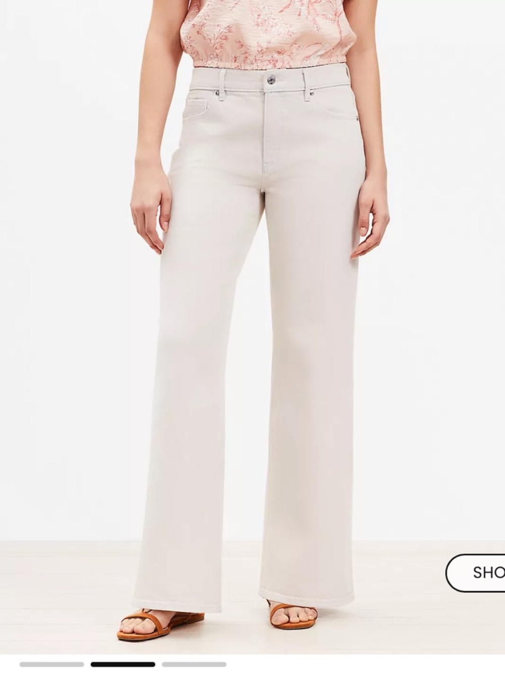 Loft Mid Rise Wide Leg Jeans in Washed Pink